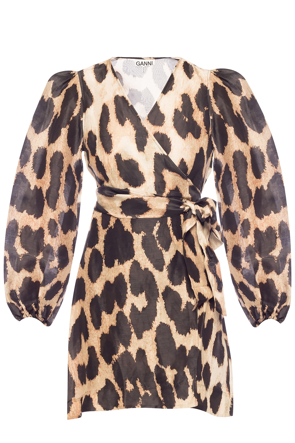 ganni leopard puff sleeve dress